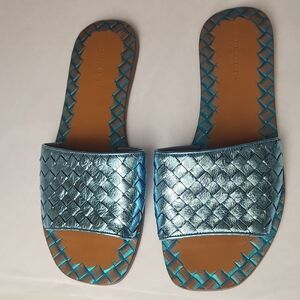 Bottega Veneta Blue Braided Leather Sandals